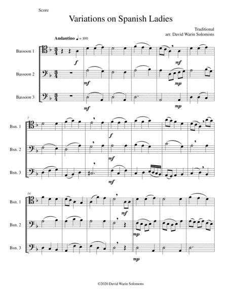 Free Sheet Music Variations On Spanish Ladies For 3 Bassoons