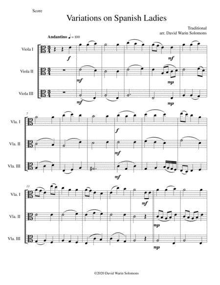 Free Sheet Music Variations On Spanish Ladies For 3 Violas