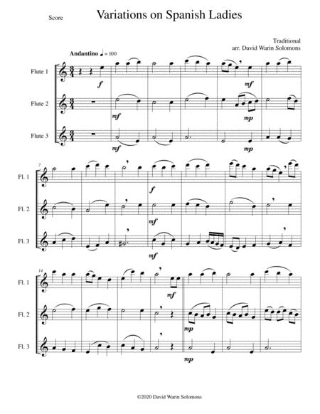 Free Sheet Music Variations On Spanish Ladies For Flute Trio