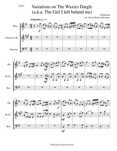 Free Sheet Music Variations On The Waxies Dargle Or The Girl I Left Behind Me For Wind Trio Oboe Clarinet Bassoon