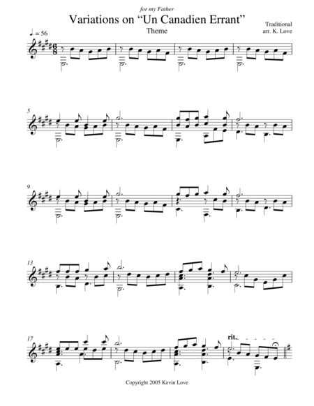 Free Sheet Music Variations On Un Canadien Errant