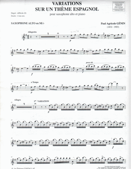 Variations Sur Un Theme Espagnol Sheet Music