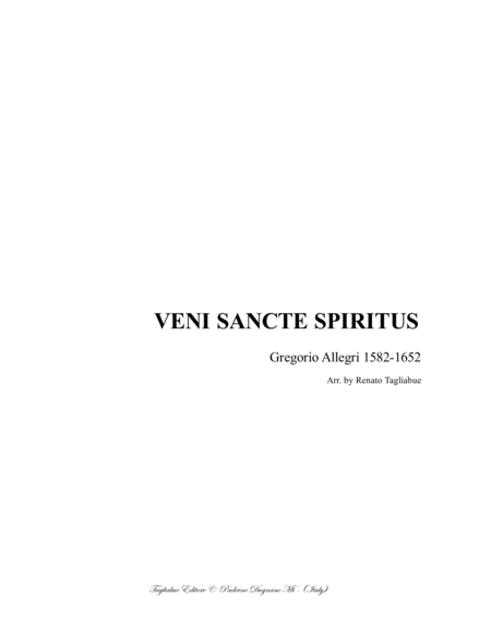 Free Sheet Music Veni Sancte Spiritus Allegri G For Satb Choir