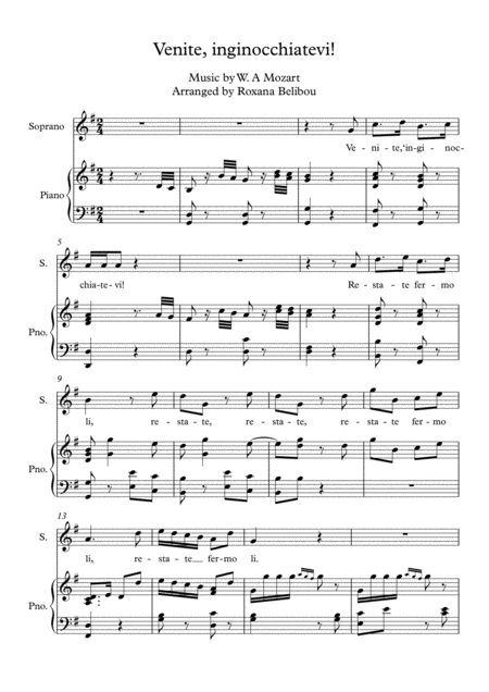 Free Sheet Music Venite Inginocchiatevi By W A Mozart Soprano Piano