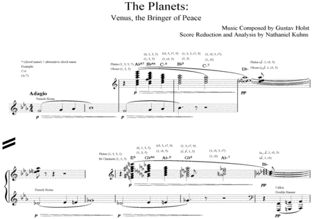 Venus The Bringer Of Peace Score Reduction And Analysis Sheet Music