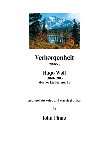 Verborgenheit Hugo Wolf 1860 1903 Arr For Soprano Voice And Classical Guitar Sheet Music