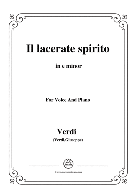 Free Sheet Music Verdi Il Lacerate Spirito A Te L Estremo Addio In E Minor For Voice And Piano