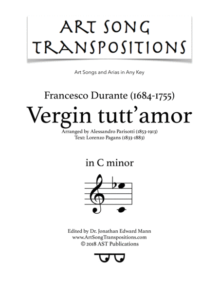 Vergin Tutt Amor C Minor Sheet Music