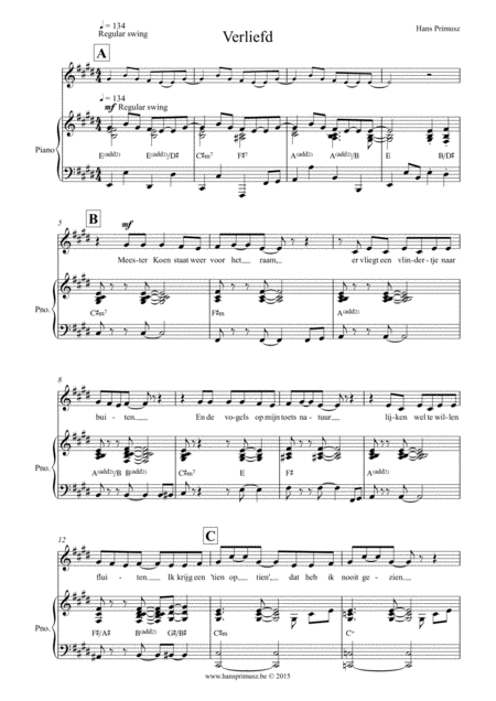 Free Sheet Music Verliefd Voice Piano Chords