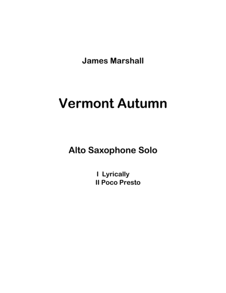 Vermont Autumn Alto Sax Solo Sheet Music