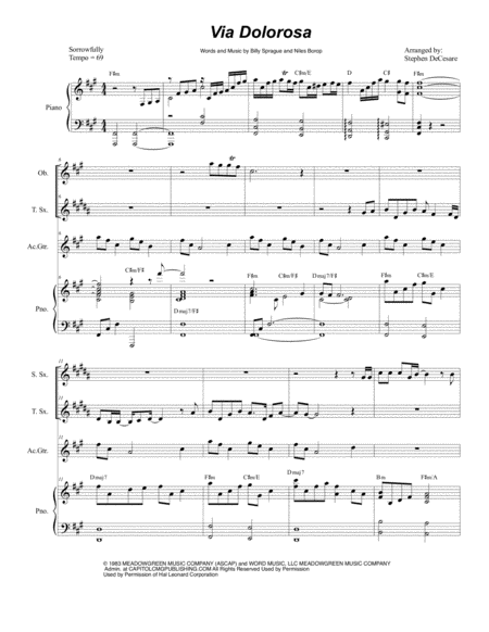 Free Sheet Music Via Dolorosa Duet For Soprano And Tenor Saxophone