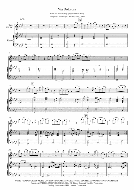 Via Dolorosa Piano Flute Easy Sheet Music