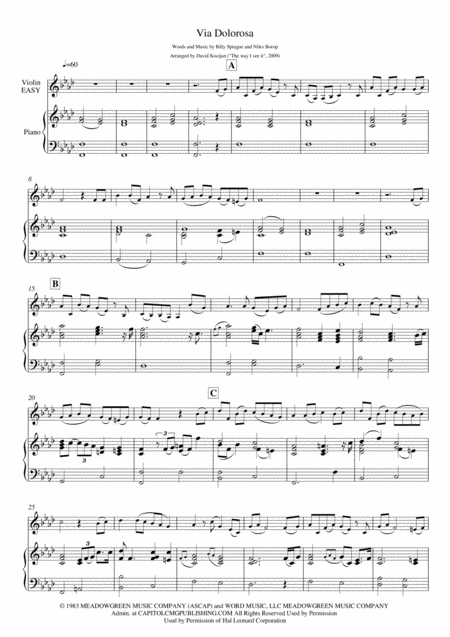 Free Sheet Music Via Dolorosa Piano Violin Easy