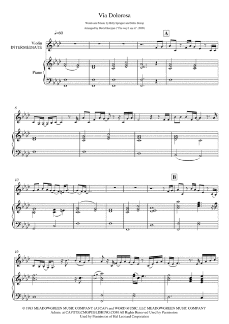 Via Dolorosa Piano Violin Intermediate Sheet Music