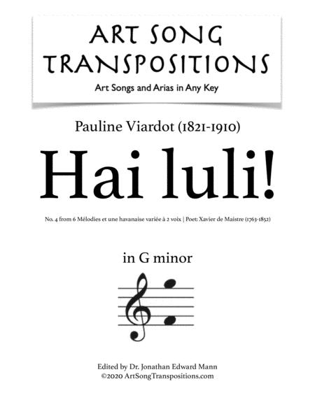 Viardot Hai Luli Transposed To G Minor Sheet Music