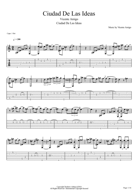 Free Sheet Music Vicente Amigo Ciudad De Las Ideas 8 Ciudad De Las Ideas