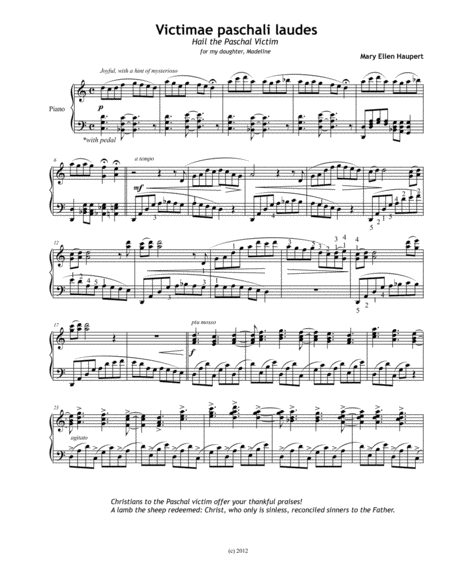 Free Sheet Music Victimae Paschali Laudes