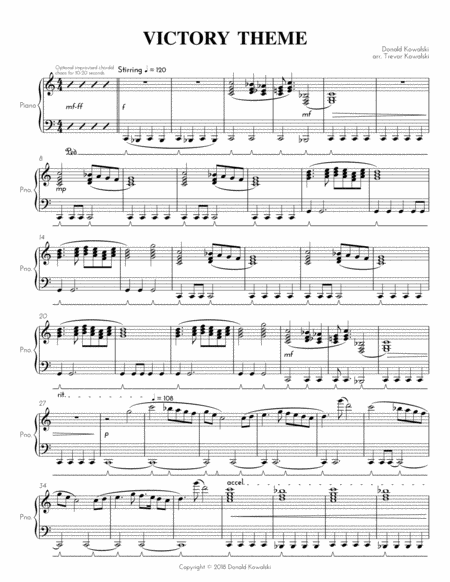 Free Sheet Music Victory Theme Solo Piano