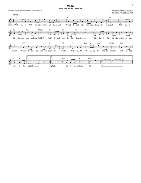 Free Sheet Music Vilia