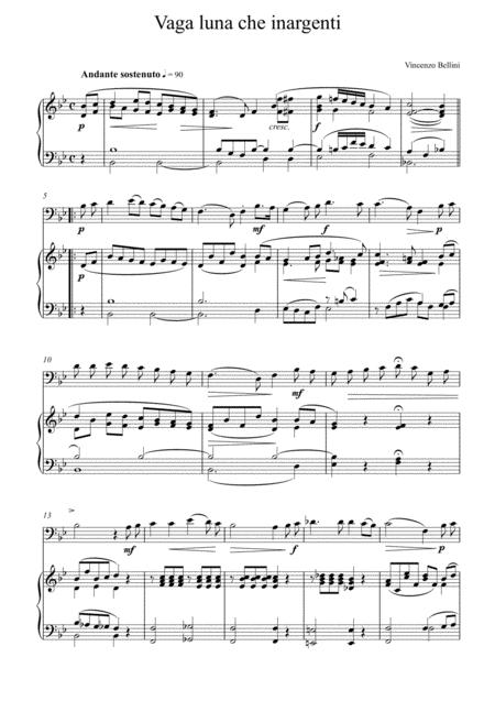 Free Sheet Music Vincenzo Bellini Vaga Luna Che Inargenti Violoncello Solo