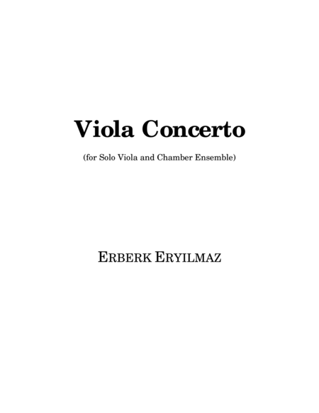 Viola Concerto For Solo Viola And Chamber Ensemble Parts Sheet Music