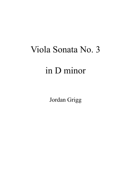 Viola Sonata No 3 In D Minor Solo Viola Sheet Music