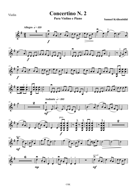 Violin Concertino N 2 Violin Part Sheet Music