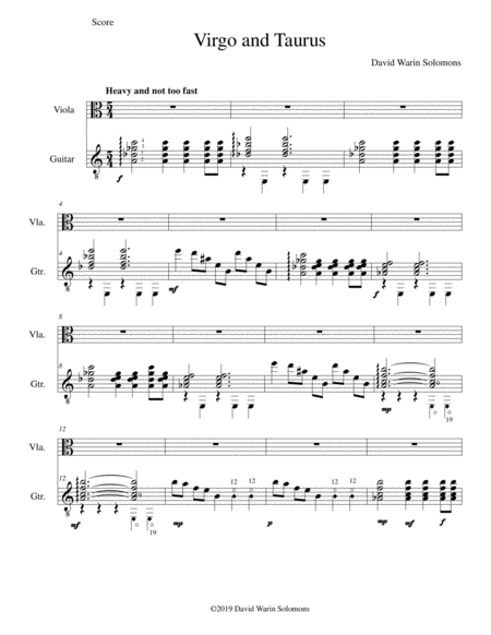 Free Sheet Music Virgo And Taurus For Viola And Classical Guitar
