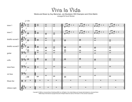 Viva La Vida For Steel Band Sheet Music