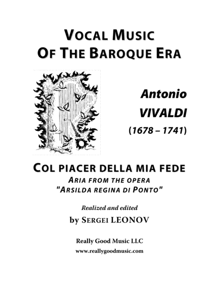 Vivaldi Antonio Col Piacer Della Mia Fede Aria From The Opera Arsilda Regina Di Ponto Arranged For Voice And Piano A Major Sheet Music