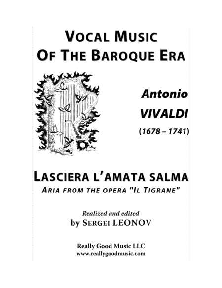 Vivaldi Antonio Lasciera L Amata Salma Aria From The Opera Il Tigrane Arranged For Voice And Piano G Major Sheet Music