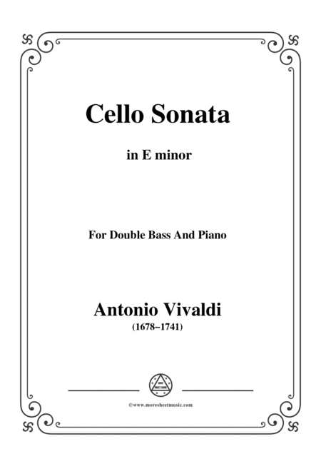 Vivaldi Cello Sonata In E Minor Op 14 Rv 40 From 6 Cello Sonatas Le Clerc Sheet Music