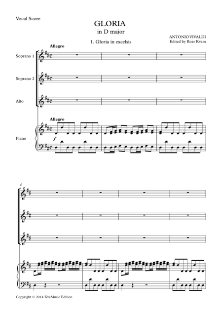 Free Sheet Music Vivaldi Gloria In D Major Sa Soli Ssa Choir Edition Vocal Score