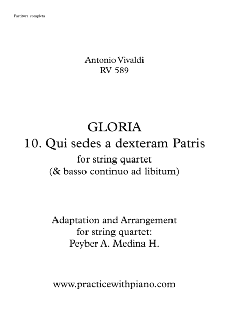 Vivaldi Rv 589 Gloria 10 Qui Sedes A Dexteram Patris Sheet Music