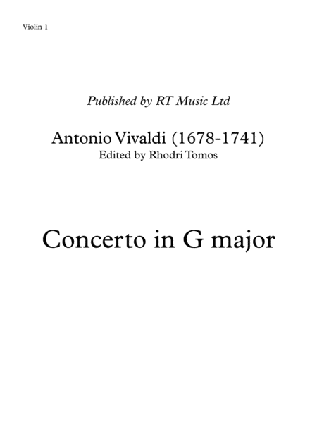 Free Sheet Music Vivaldi Rv310 Concerto In G Major Solo Parts Violin Trumpets