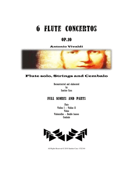 Vivaldi Six Flute Concertos Op 10 For Flute Strings And Cembalo Scores And Parts Sheet Music