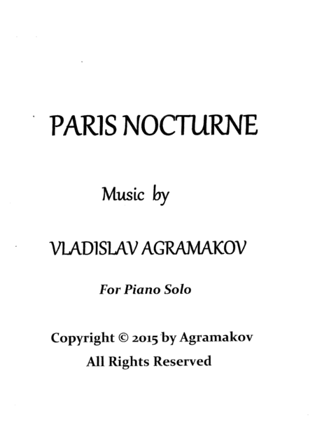 Vladislav Agramakov Paris Nocturne For Piano Solo Sheet Music