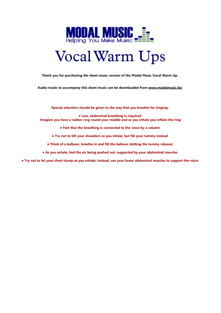 Vocal Warm Ups For The Female Voice Sheet Music