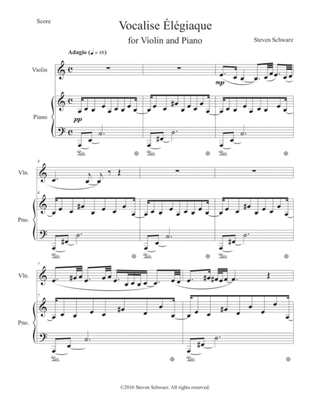 Vocalise Lgiaque For Violin And Piano 2016 Sheet Music