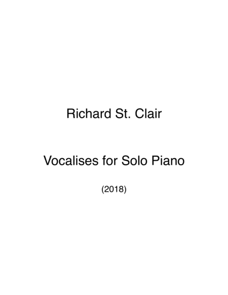 Vocalises For Solo Piano 2018 Sheet Music