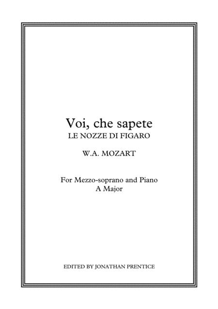 Free Sheet Music Voi Che Sapete Le Nozze Di Figaro A Major