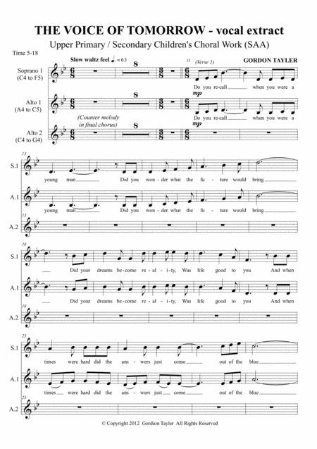 Voice Of Tomorrow Sheet Music