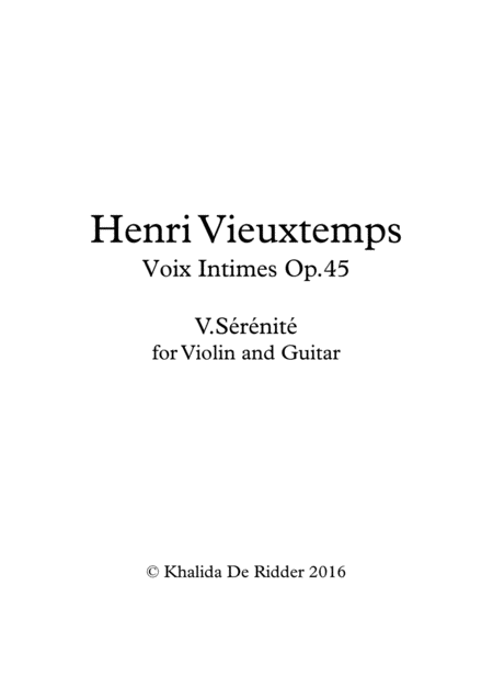 Voix Intimes Srnit Sheet Music