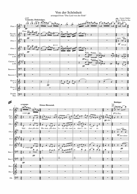 Von Der Schoenheit From Mahlers Das Lied Von Der Erde Sheet Music