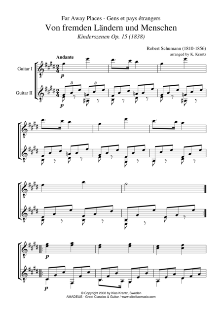 Free Sheet Music Von Fremden Landern Und Menschen