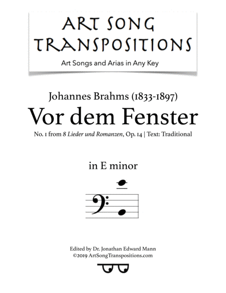 Vor Dem Fenster Op 14 No 1 E Minor Bass Clef Sheet Music