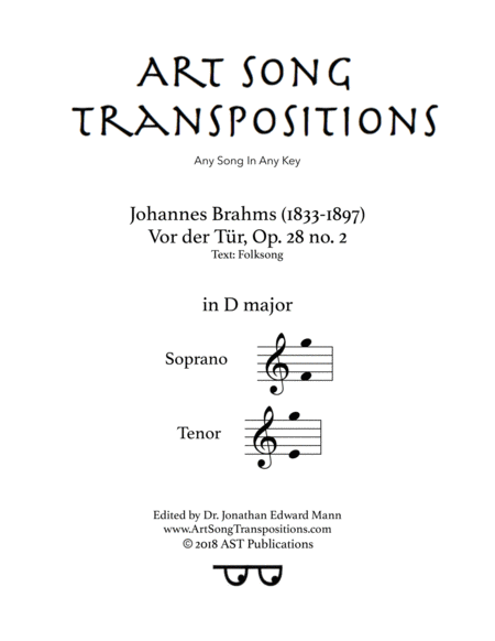 Free Sheet Music Vor Der Tr Op 28 No 2 D Major