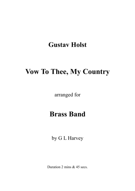 Vow To Thee My Country Brass Band Sheet Music