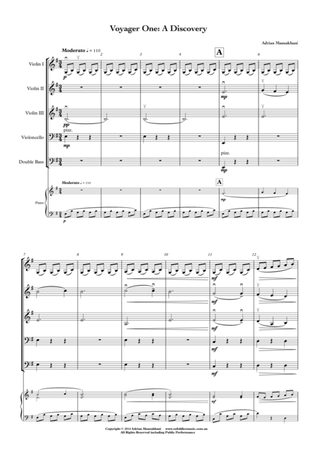 Free Sheet Music Voyager One A Discovery For String Orchestra By Adrian Mansukhani
