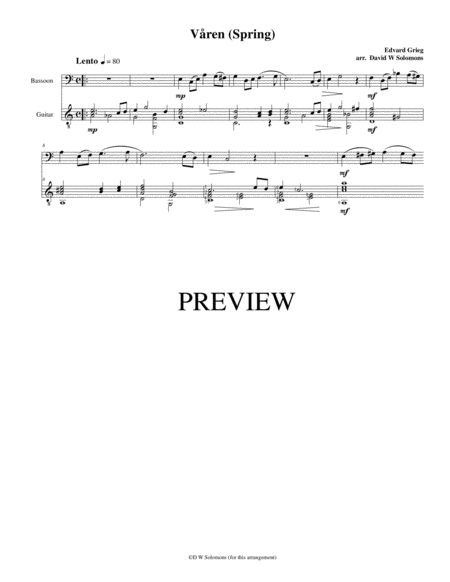 Vren Spring For Bassoon And Guitar Sheet Music